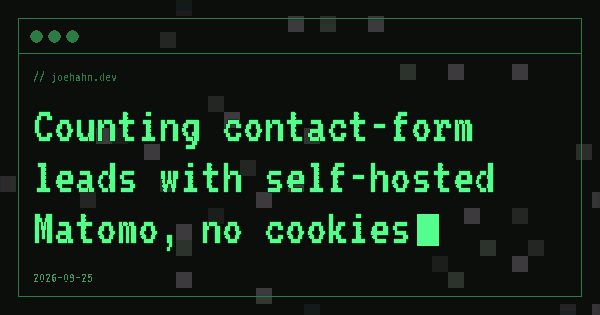 Animated share card for Counting contact-form leads with self-hosted Matomo, no cookies